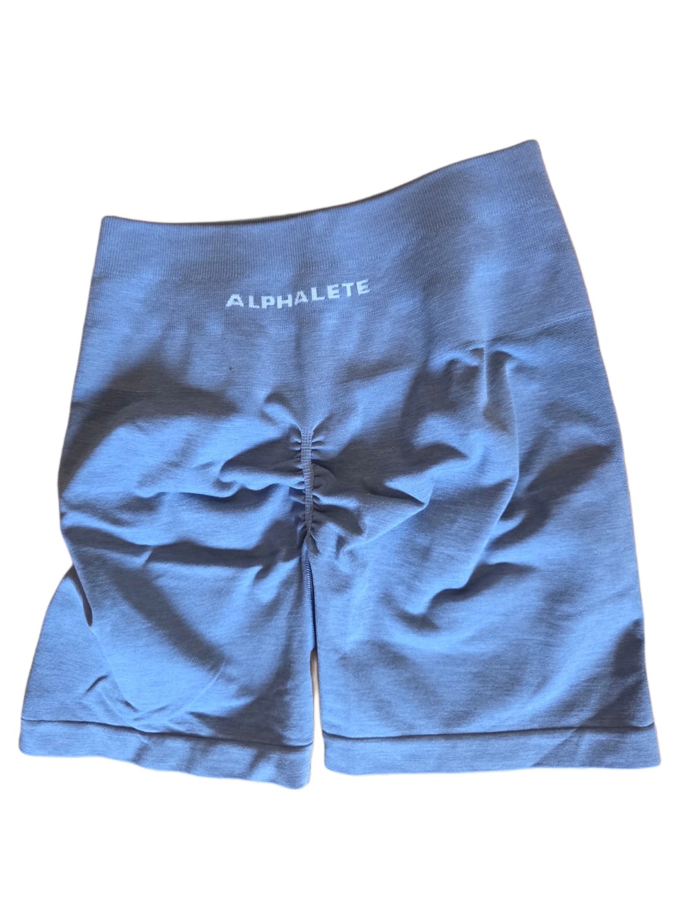 Alphalete Light Blue Scrunch Seam High-Rise Bike Shorts